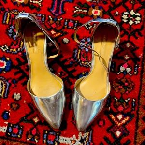 Metallic Silver Antonio Melani 7.5 Low Block Heels